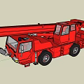 Red Crane Utility Truck With Extended Boom And Heavy Lifting Capability