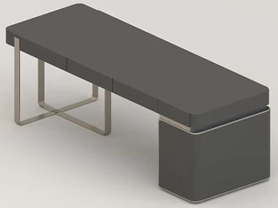 Modern Minimalist Desk With Black Surface And Metal Frame Design 3d model