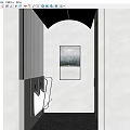 Modern Public Restroom With Wooden Partitions Wall Art And Speckled Floor