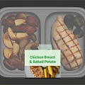 Healthy Grilled Chicken Breast with Fresh Vegetables in Clear Plastic Meal Container