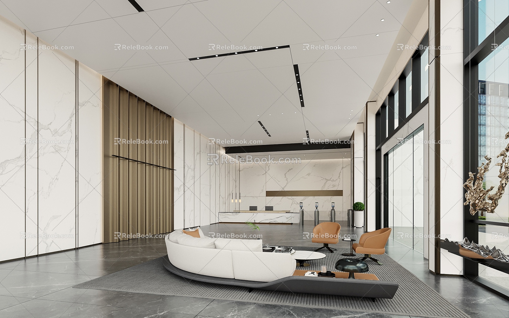 Company Lobby Office Hall 3d model