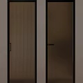 Modern Glass Hinged Doors With Black Frame Vertical Stripes And Circular Pattern 3d model