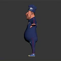 3D Character Man In Blue Zippered Jumpsuit With Pointed Hat Arms Outstretched And Colorful Shoes