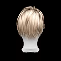 Game and Movie Character 3D Head Model With Blonde Short Layered Hair and White Face