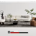 Quiet Sofa Tea Table Combination Sofa Coffee Table 3d model