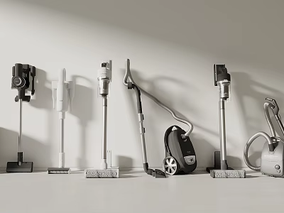 Various Household Vacuum Cleaners With Different Designs For Home Cleaning 3d model