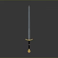 Medieval Sword With Long Sharp Blade Pink Accent And Golden Hilt Design