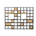 Modern Multi Tier Storage Shelf Unit With Metal Frame And Wooden Shelves