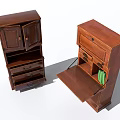 Wooden Storage Cabinets Featuring Drawers Open Shelves Foldable Tabletop and Cabinet Doors