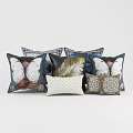 Assorted Decorative Throw Pillows With Butterfly Geometric And Gold Patterns 3d model