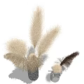 Decorative Pampas Grass Arrangement In Large Dark And Small Clear Vases