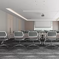 Modern Conference Room Interior Design With Conference Table Chairs And Projection Screen 3d model