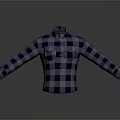 Blue And Gray Plaid Shirt With Collar Pockets And Long Sleeves