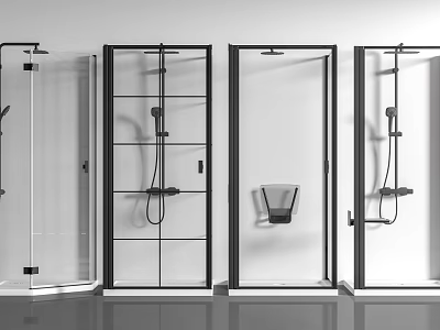 Modern Glass Shower Sauna Enclosures With Different Design Features And Fixtures 3d model