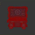 Futuristic Portable Control Station With Red Frame Blue Interface Control Panel And Data Charts