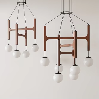Wind solid wood chandelier medieval chandelier 3d model