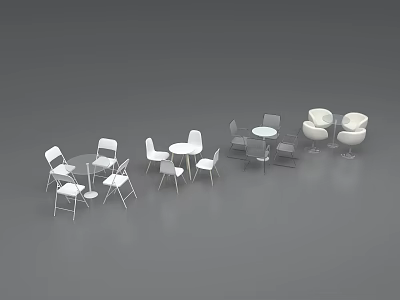 Modern Table And Chair Sets In Various Styles For Home And Office Spaces 3d model