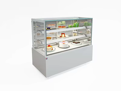 Glass Display Case Shelf With Multiple Layers For Dessert Pastry 3d model