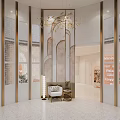 Elegant Hair and Beauty Salon Interior With Luxury Chandelier Seating And Decorative Screens