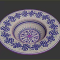 Carved Ceramic Bowl With Blue And White Intricate Floral Patterns Design