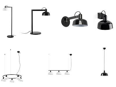 Modern Lighting Fixture Set With Floor Table Wall Lamps And Pendant Chandeliers 3d model