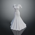White Elegant Wedding Dress With Cap Sleeves And Fitted Mermaid Skirt Design