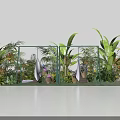 Garden Ornament Display With Metal Frame Featuring Pendant Ornaments Among Lush Tropical Plants