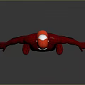 Man Dressed As Spider Man In Red And Black Full Body Superhero Costume
