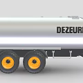 Silver Industrial Tanker Trailer By DEZEURE With Yellow Wheels And Metal Tank