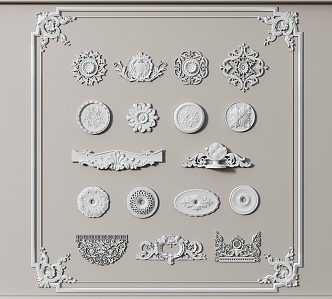 European-style carved plaster line 3d model