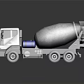 White Concrete Mixer Truck With Large Rotating Drum For Construction Work