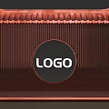 Red Chinese Style Decorative Structure With Eaves Roof And Circular LOGO Area