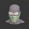 Beige Knitted Patterned Face Mask With White Goggles On Mannequin Head
