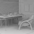 Modern Glass Top Dining Table And Chairs With Gray Rug Wall Art And Blinds