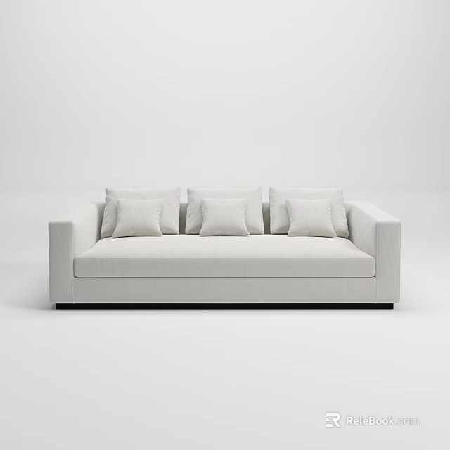 Modern Light Colored Three Seater Sofa with Soft Cushions and Simple Design 3d model