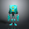 Turquoise Robot Character With Yellow Circular Eyes And Mechanical Limb Structure Design 3d model