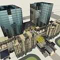 Modern High Rise Office Building Featuring Glass Curtain Walls And Surrounding Trees