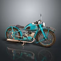 Vintage Blue Motorcycle With Classic Design Black Seat And Retro Style