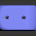 Shiny Blue Geometric Cube Object Featuring Large Central Hole And Small Side Openings