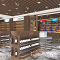 Modern Spacious Tobacco and Alcohol Store Interior With Shelves Product Displays And Marble Floor