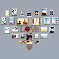 Decorative Photo Frames Wall Collage Arrangement With LOVE Design And Family Photos