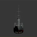 Vintage Warship With Multiple Smokestacks Gray Red Hull And Detailed Structure