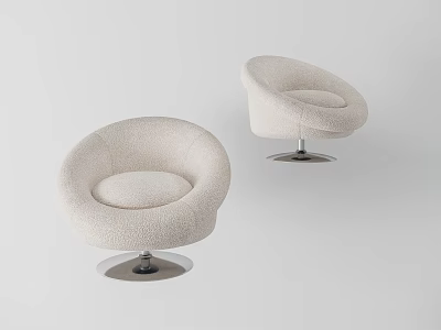 Modern Single Sofa With Round Design Plush Fabric And Metal Base For Living Room 3d model