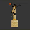Mini Basketball Hoop Toy Featuring Athlete Figure In Dunk Action With Yellow Accessories
