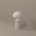 White Minimalist Table Lamp With Dome Shade And Cylindrical Base On Light Brown Background