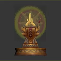 Intricate Functional Table with Golden Decorations Carved Base and Fantasy Design Elements
