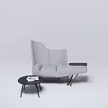 Modern Light Gray Leather Single Sofa With Small Round Side Table And Magazines 3d model