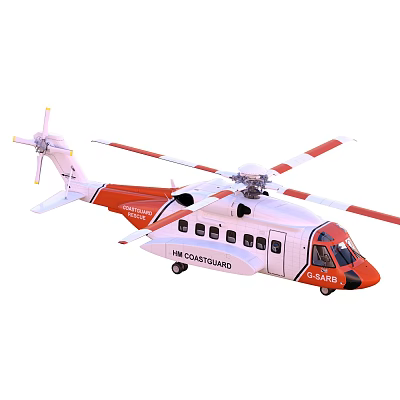 US Coast Guard Helicopter With Red White Orange Design 3d model US Coast Guard Helicopter With Red White Orange Design 3d model