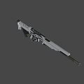 Futuristic Gun With Silver And Black Metallic Finish And Sleek Mechanical Design