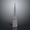 Tall Stone Obelisk Architectural Structure With Detailed Carving And Classical Design 3d model
